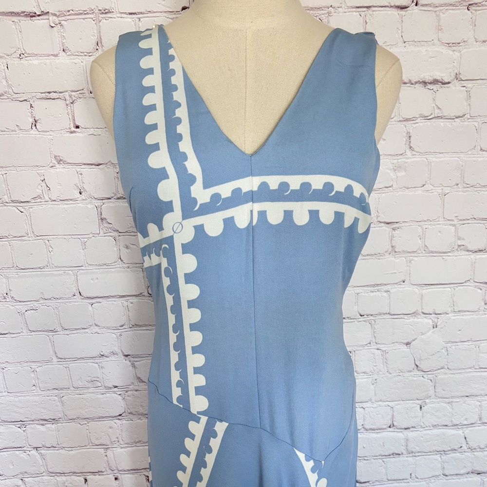 MON RENN Serape Sleeveless Blue Postcards Fitted Maxi Dress--NWT--10/M - Picture 13 of 16